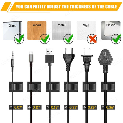 100/10PCS Kabel Organizer Selbstklebende Kabel Clips Tisch Kabel Management Klemme Einstellbare Kabel Halter TV Lade Draht wickler