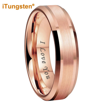 iTungsten 6mm 8mm Wolframkarbid-Fingerring für Herren und Damen, Verlobung, Ehering, Modeschmuck, I Love You, graviert, bequeme Passform