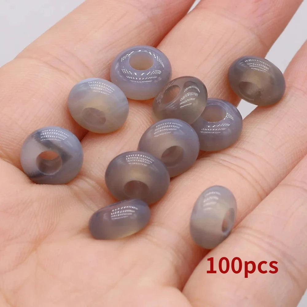 Großhandel 100 Stück Natursteinperlen, großes Loch, Abacus-Form, Agts-Steinperlen für die Herstellung von Schmuck, Halsketten, Loch 4 mm, Größe 5 x 10 mm