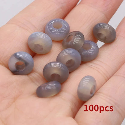 Großhandel 100 Stück Natursteinperlen, großes Loch, Abacus-Form, Agts-Steinperlen für die Herstellung von Schmuck, Halsketten, Loch 4 mm, Größe 5 x 10 mm