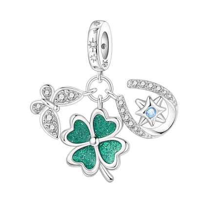 Glücksbringer aus 925er-Sterlingsilber mit vierblättrigem Kleeblatt, Hufeisenkrabbe, Marienkäfer-Zahlen-Charm, passend für DIY-Armbänder, Halsketten, Gesundheit, Glücksgeschenke
