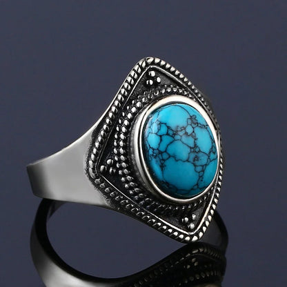 Vintage S925 Silber Ring Natürliche Türkis Ringe Luxus Schmuck Party Jahrestag Geburtstag Geschenk für Frauen Mann
