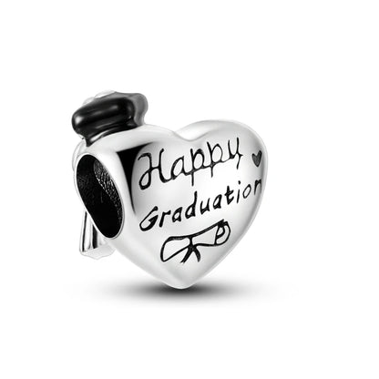 Graduation Series Original Charms Perlen Anhänger 925 Sterling Silber Blumen Kappe Herz Charms für Armband DIY Party Schmuck Geschenk