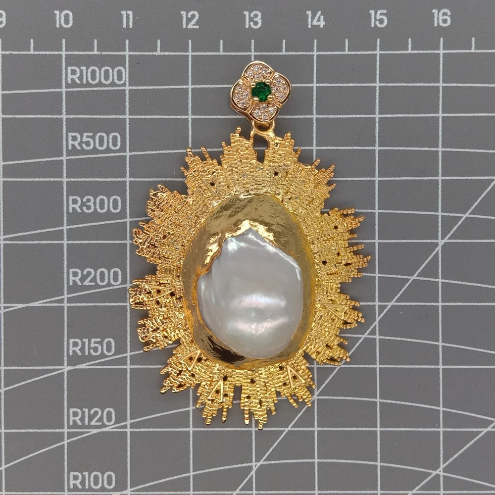 1 x weiße Süßwasser-Zuchtperle, vergoldeter Keshi-Anhänger für Halskette, Damenschmuck