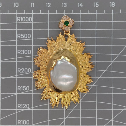 1 x weiße Süßwasser-Zuchtperle, vergoldeter Keshi-Anhänger für Halskette, Damenschmuck