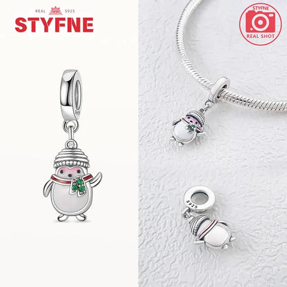 925 Silber Neue Weihnachten Weihnachtsmann Elch Schneemann Charms Perlen Fit Original Armbänder Party Geschenk DIY Schmuck für Frauen