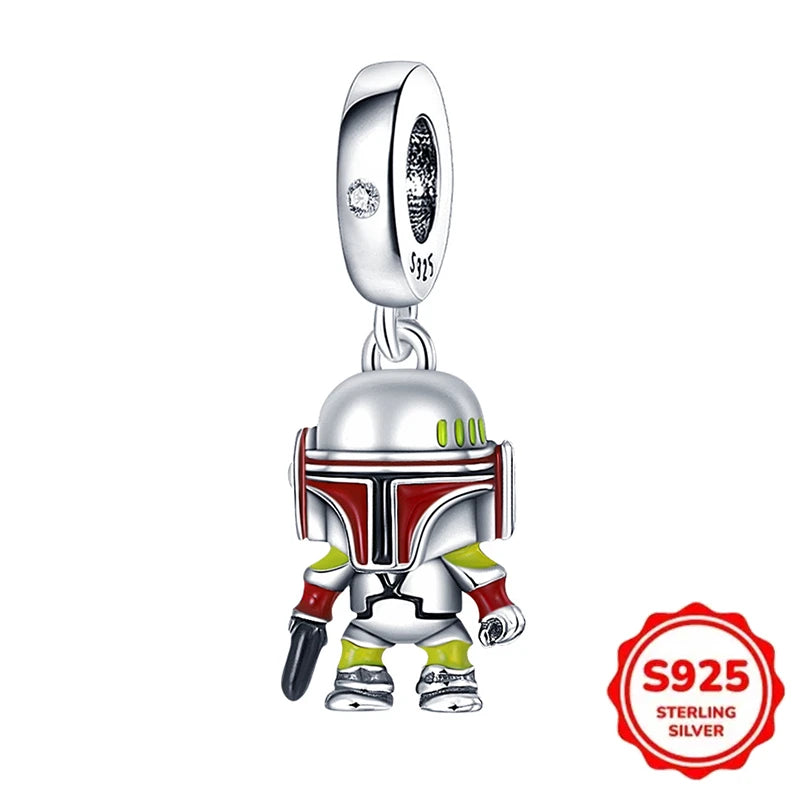 925 Sterling Silber Charms Heiße Star Wars Serie Mandalorianer Helm Anhänger Perlen Original Damen Armbänder DIY Schmuck Geschenke