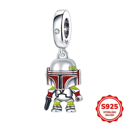 925 Sterling Silber Charms Heiße Star Wars Serie Mandalorianer Helm Anhänger Perlen Original Damen Armbänder DIY Schmuck Geschenke