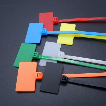 100 Stück Nylon-Kabelbinder, Etiketten, Kunststoffschlaufe, selbstsichernde Kabelbinder-Wraps, Netzwerk-Befestigungsgurte, Marker, 4 x 150 mm, 3 x 100 mm, 4 x 200 mm