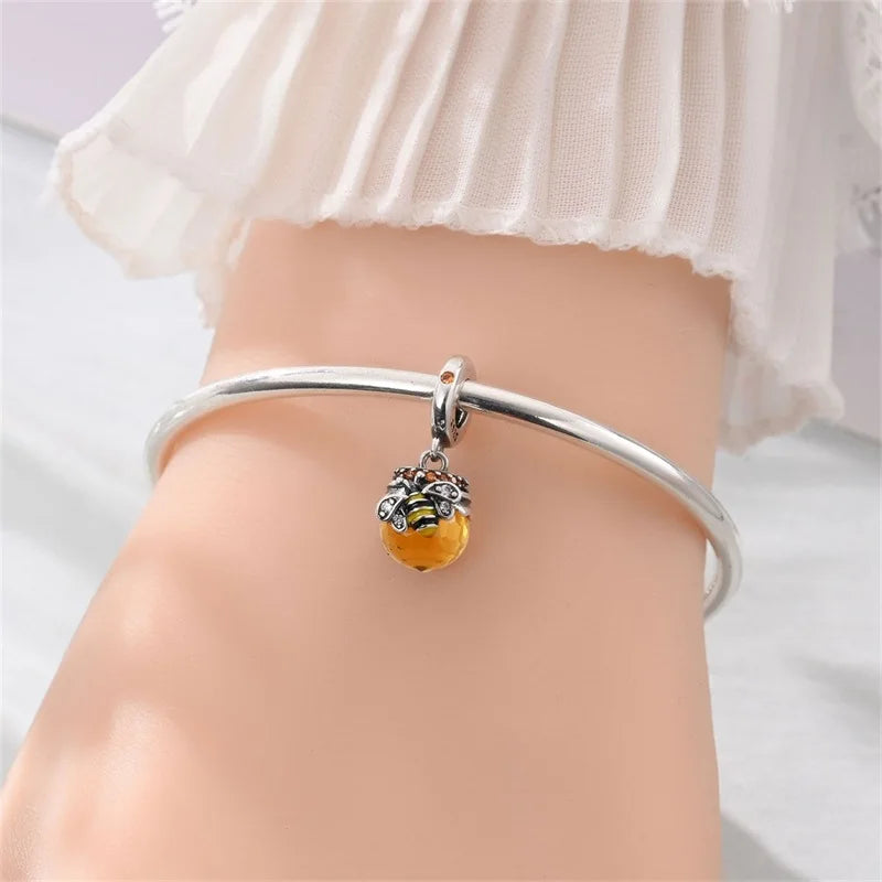 Funkelnde blaue Seestern-Perlen und Seepferdchen aus 925er-Sterlingsilber, passend für Schlangenarmband, Boutique-Halskette, Gold-Anhänger, Geschenk