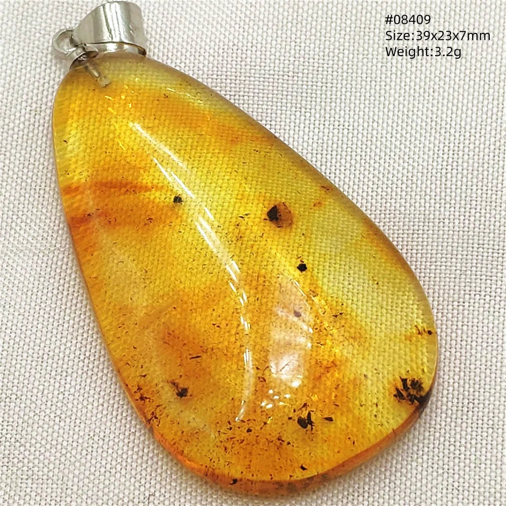 Natürlicher Piebald-Bernstein-Anhänger, gelber Bernstein, 36 x 23 x 14 mm, Edelstein-Anhänger, Halskette, Schmuck, AAAAA