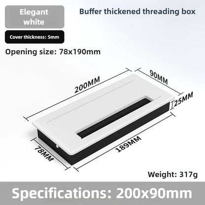 1 Stück rechteckige Schreibtisch-Kabeldurchführungen aus Aluminiumlegierung, Abdeckung für Kabelloch, Kabelauslass, Oberflächen-Tischkabelloch, Möbelbeschläge