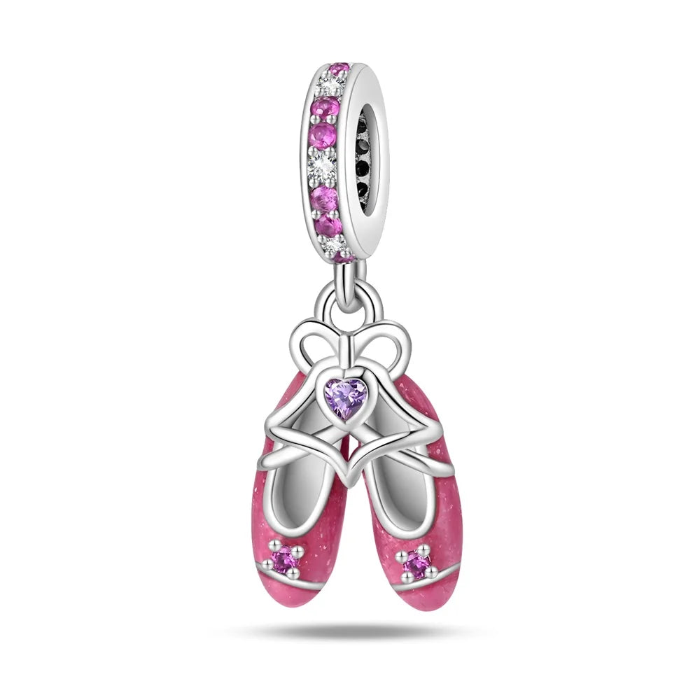 Klassische rote High Heels und goldene Turnschuhe aus 925er-Sterlingsilber, Fußball-Trophäe, baumelnder Charm, passend für Armbänder, Boutique-Schuhserie, Geschenke