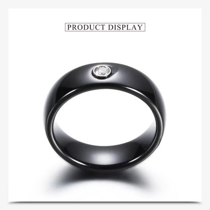 6MM Luxus Zirkon Keramik Ring Für Frauen Finger schmuck Zubehör Schwarz Weiß Farbe UNS Größe 6-9 wasserdicht Anti-fading