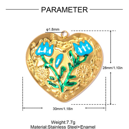 3 Stück/Set Modische Edelstahl Rosen-Blumen DIY Ohrring-Anhänger Herzförmige Halsketten-Anhänger Damen Böser-Blick-Schmuck Großhandel
