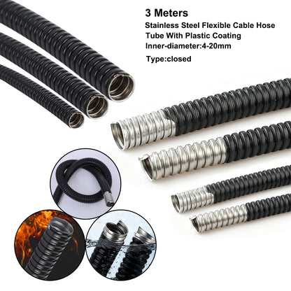 1/2 Stück wasserdichter, kunststoffbeschichteter Metallschlauch, Durchmesser 4–20 mm, gewelltes Rohr, Kabelbaumgehäuse für Kabelleitungsschutz