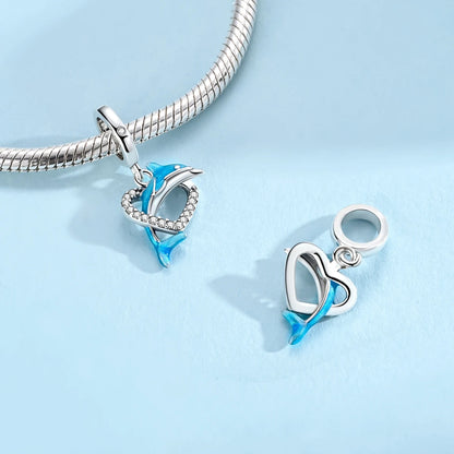 Original Charms Bead Anhänger 100 % 925 Sterling Silber Herz Delphin leuchtender Walhai Charm passend für Armband Armreif Schmuck Geschenk