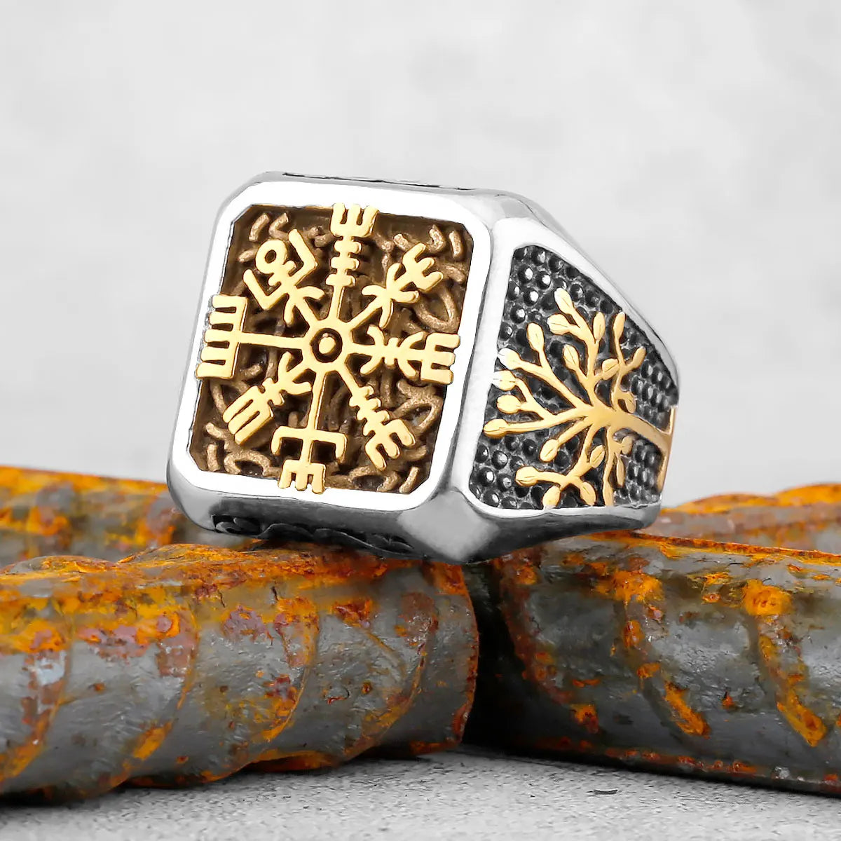 Vintage Edelstahl Wikinger Amulett Ring Nordischer Kompass Runen Männer und Frauen Ringe Teenager Multi Style Schmuck Freund Geschenk