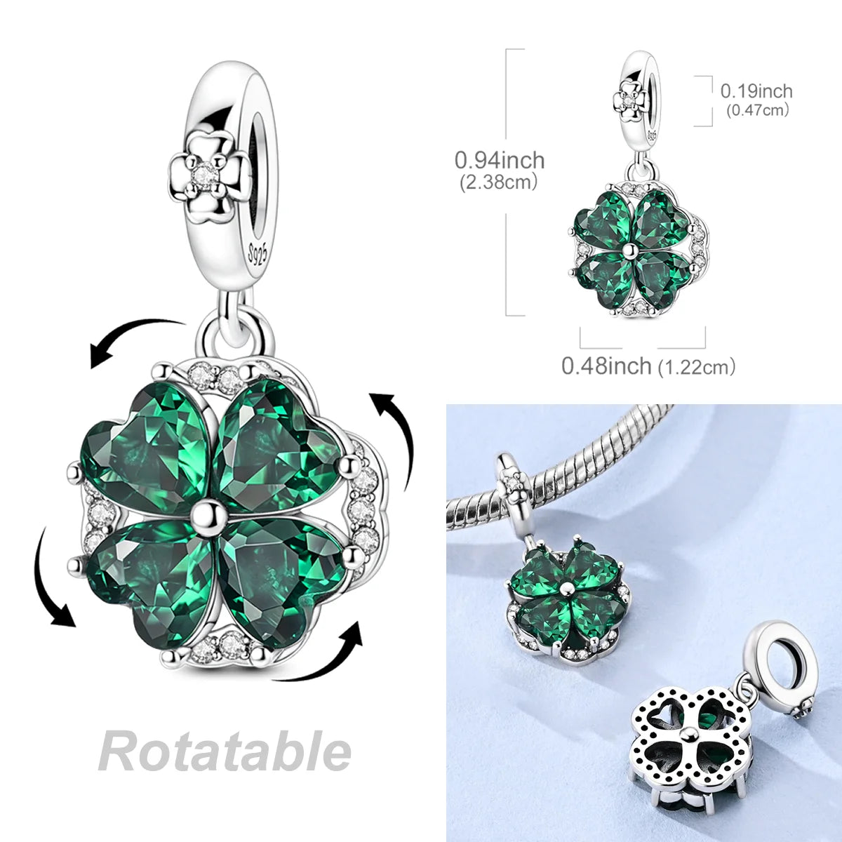 Neue 925 Sterling Silber Charm Perlen Vierblättriges Kleeblatt Anhänger Für Original Armband Halskette Frauen DIY Geschenke