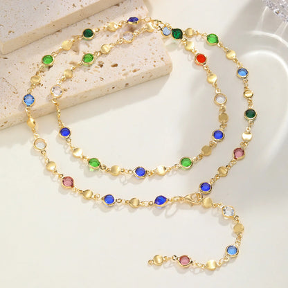 Lange Y-förmige Halskette, mehrfarbige Steinperlenkette Y2K-Halskette für Frauen, handgefertigter Boho-Sommerschmuck