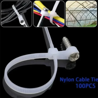 100/500 Stück Nylon-Kabelbinder mit Schraubenloch, vielseitig einsetzbar, verstellbar, selbstsichernde Kabelbinder, Organizer, Riemen, Befestigungsschlaufe