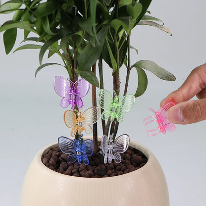 100 stücke Kunststoff-Pflanzen clips im Schmetterlings stil mit 4-Klauen-Orchideenblüten unterstützen Klammern, die den gebundenen Bündel zweig des Weinreben stiel verschlusses erklimmen