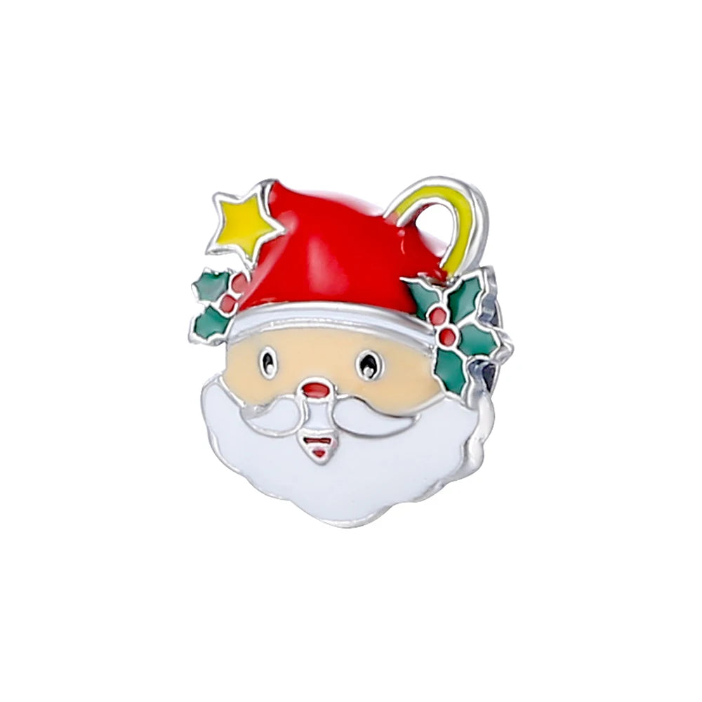 Frohe Weihnachten-Charm aus 925er-Sterlingsilber, Kiefernbaum, Weihnachtsmann, Schneehaus, passend für DIY-Armbänder, Halsketten, Urlaubs- und saisonale Geschenke
