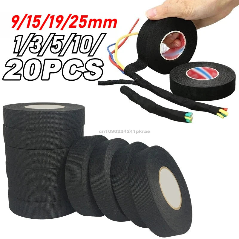 9/15/19/25 MM Elektrisches Isolierband Hitzebeständiges Kabelbaumband Auto Kabelbaum Kabelbaum Schutz Wasserdichtes Klebeband