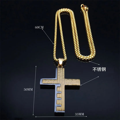 HNSP Edelstahl Splice Bibel Kreuz Anhänger Halskette Für Männer Religion Christian Schmuck Zubehör