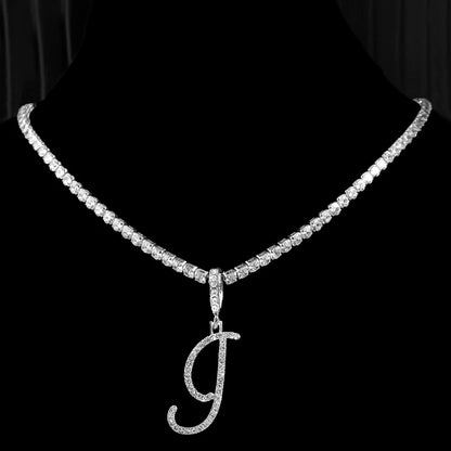 Neue Kursive Buchstaben Kubische Zirkonia Kette Initialen Namenskette Hip-Hop Schmuck Gold Silber Farbe CZ 26 Alphabet Anhänger Halsketten