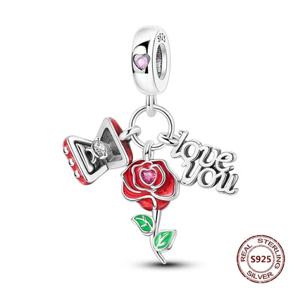 Gelber Sonnenblumen-Charm aus 925er Silber, Original-Zirkon, Kolibri, Einhorn-Charms, passend für Armbänder, DIY-Schmuck für Frauen, Hochzeitsgeschenk