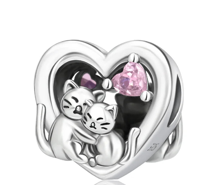 Bezaubernde herzförmige Perlen aus 925er-Sterlingsilber, Familie, Liebe, Tier, Fußabdruck, Charm-Armband, Halskette, passend für Frauen, DIY-Urlaubsgeschenke