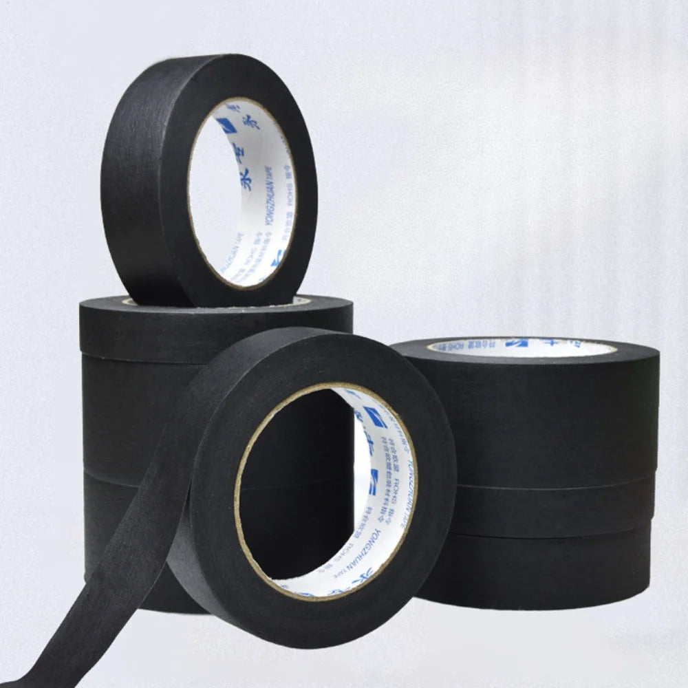 1/2 Rollen 10/20/30/40/50 mm x 50 m strukturiertes Papierband zum Schreiben von Abdeckband, Malerei, Bastelband, Wandaufkleber, Schwarz