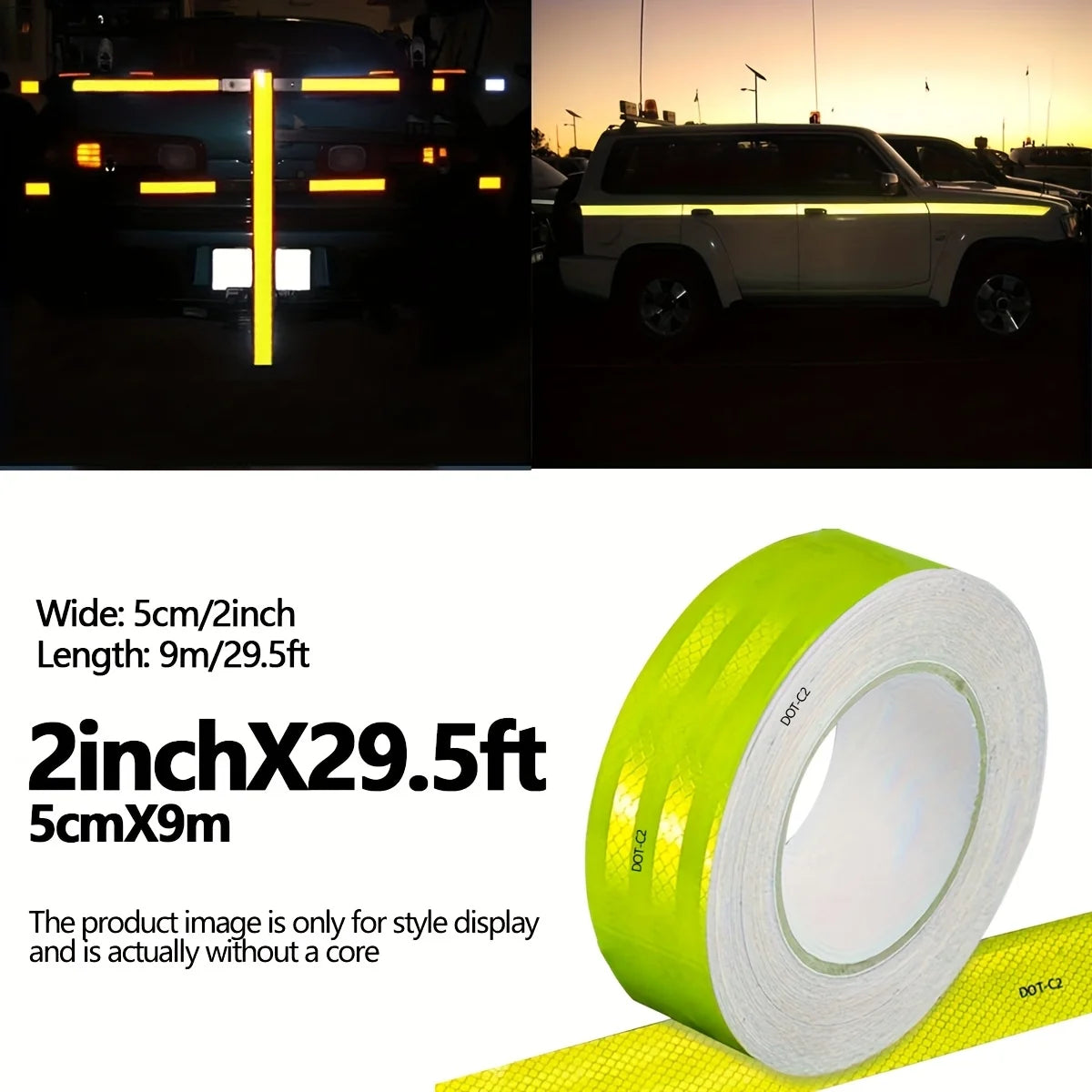 Reflektierendes Klebeband für den Außenbereich, wasserdicht, DOT-C2, lichtbeständig, fluoreszierend grün, reflektierendes Klebeband, stark klebendes Sicherheitswarnband