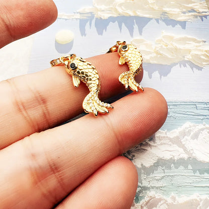 Goldener Koi-Anhänger im europäischen Stil, hochwertiges Sterlingsilber 925, Perlen, Glücksgeschenk für Damen und Herren