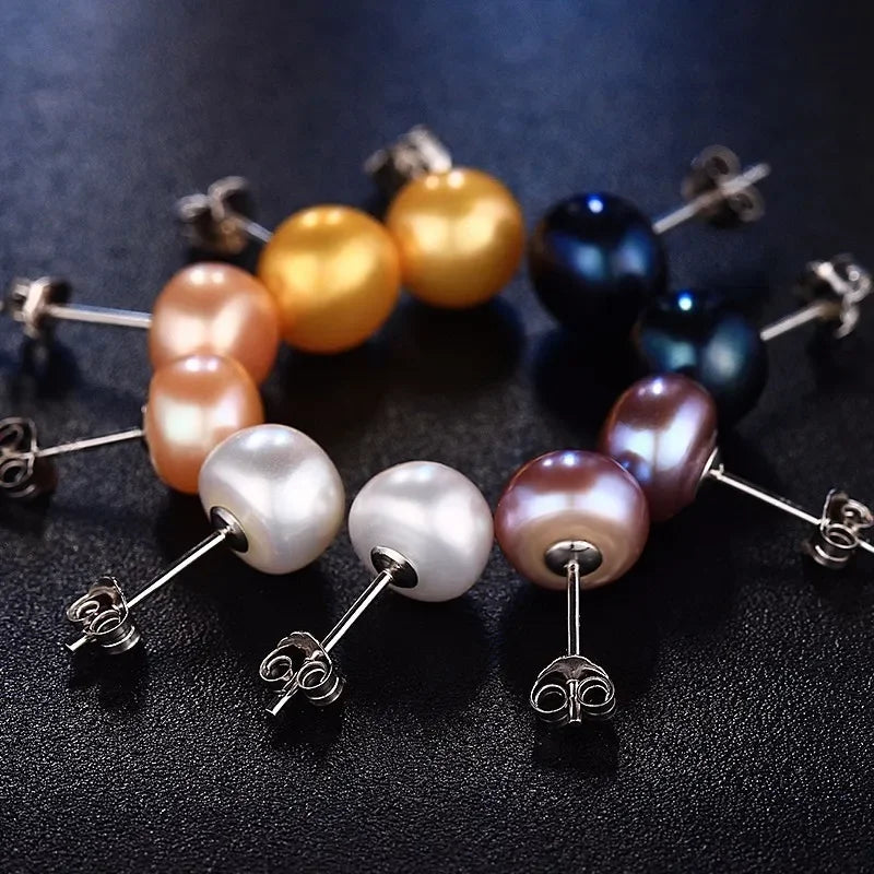Heng sheng echte Süßwasser weiße Perle Ohrringe Modeschmuck Silber Ohr stecker für Frauen Super Deal mit Geschenk box