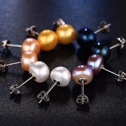 Heng sheng echte Süßwasser weiße Perle Ohrringe Modeschmuck Silber Ohr stecker für Frauen Super Deal mit Geschenk box