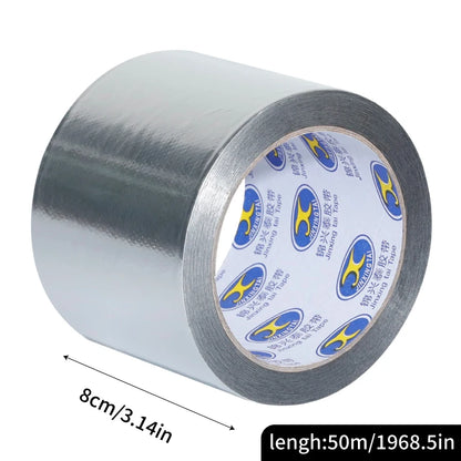Aluminiumfolienband 50m, 50µ/0,05mm, Stark Klebend für Abdichtung, Isolierung, Hitzebeständigkeit, Verschiedene Breiten (2-20cm) für HVAC