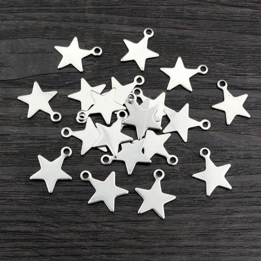 30pcs 17x14mm Non-Fading Charms 316 Stainless Steel Star Handmade Bracelet Necklace Pendant Charms DIY Jewelry, Discoveries
