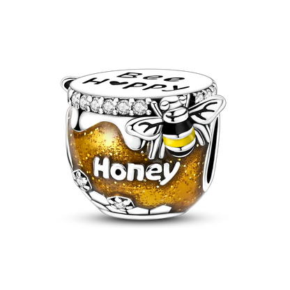 Leuchtender baumelnder Charm mit Frühlingsthema, 925er Sterlingsilber, Biene-Honeypot-Anhänger für Armband, Halskette, DIY-Charms, Schmuck