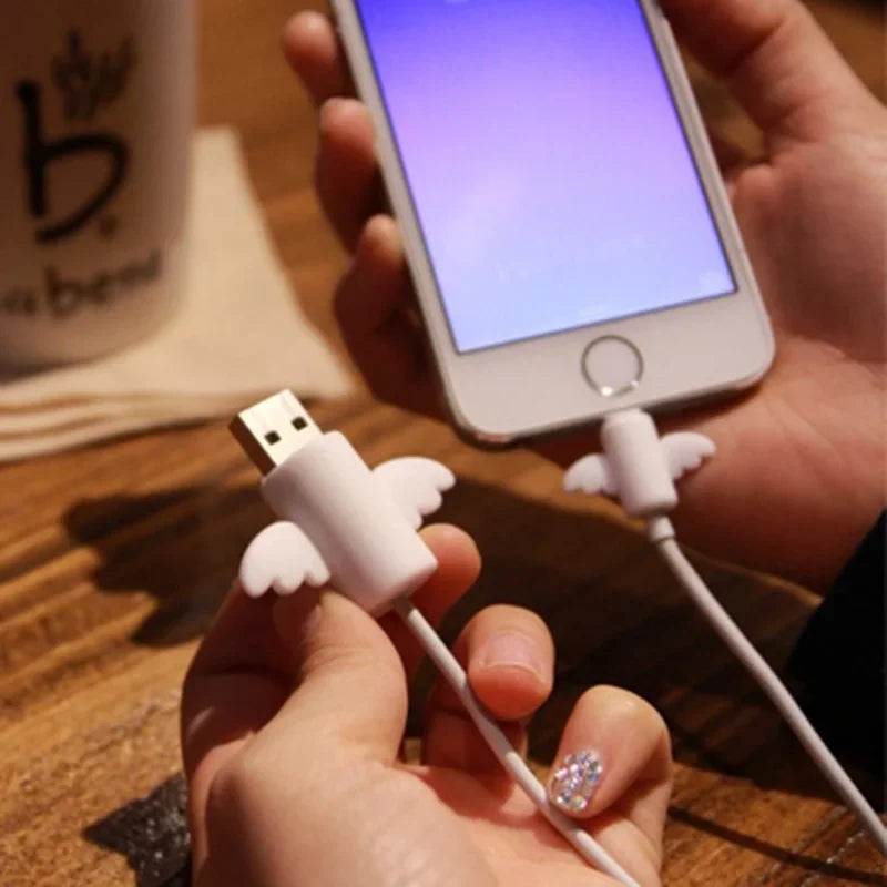1 Set Datenkabel Stecker Abdeckung Fall Engel Flügel Kabel Protector Wickler Ladeleitung USB Kabel Halter Organizer Hülse