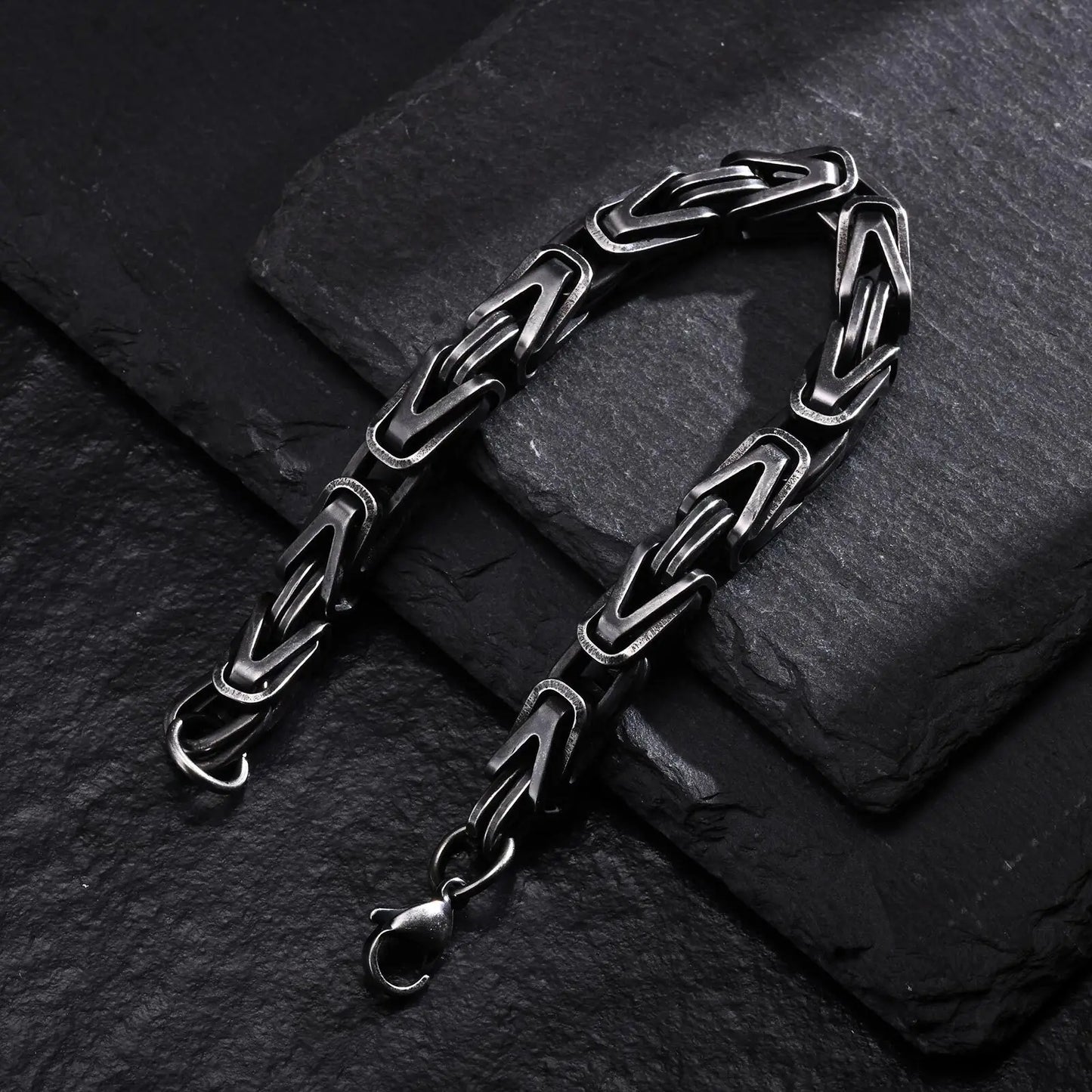 Klobige byzantinische Kettenarmbänder für Männer und Jungen, V-förmiges Edelstahl-Kettenglied-Armband, Vintage-Schmuck, Accessoires, Herrengeschenke