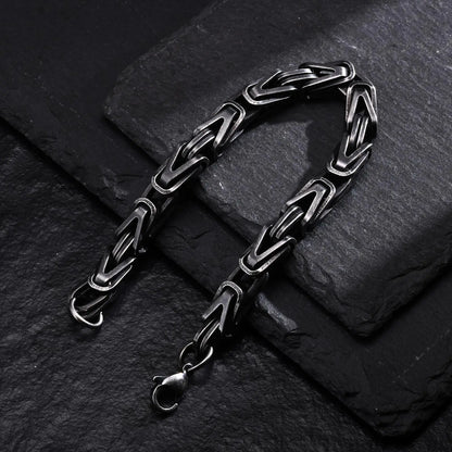 Klobige byzantinische Kettenarmbänder für Männer und Jungen, V-förmiges Edelstahl-Kettenglied-Armband, Vintage-Schmuck, Accessoires, Herrengeschenke