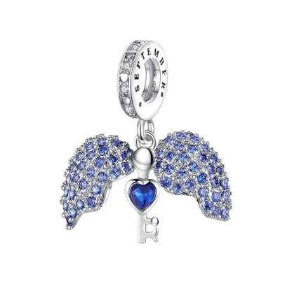 Blaue Serie 925 Sterling Silber Eidechsen-Herz Roboter Kaffee Mit Blumen Charms Passend für DIY Armband Halskette Casual Party Geschenke