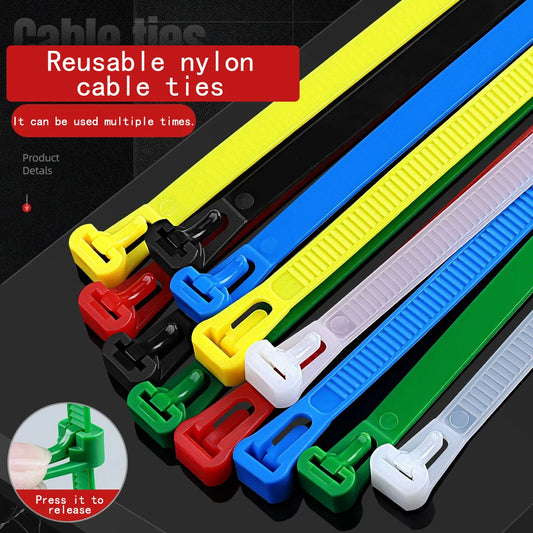 5/1000 Stück Langlebige Wiederverwendbare Kunststoff-Kabelbinder Nylon-Kabelbinder Verstellbare Schlaufenbinder Recycelbare Organizer-Binder Abnehmbar