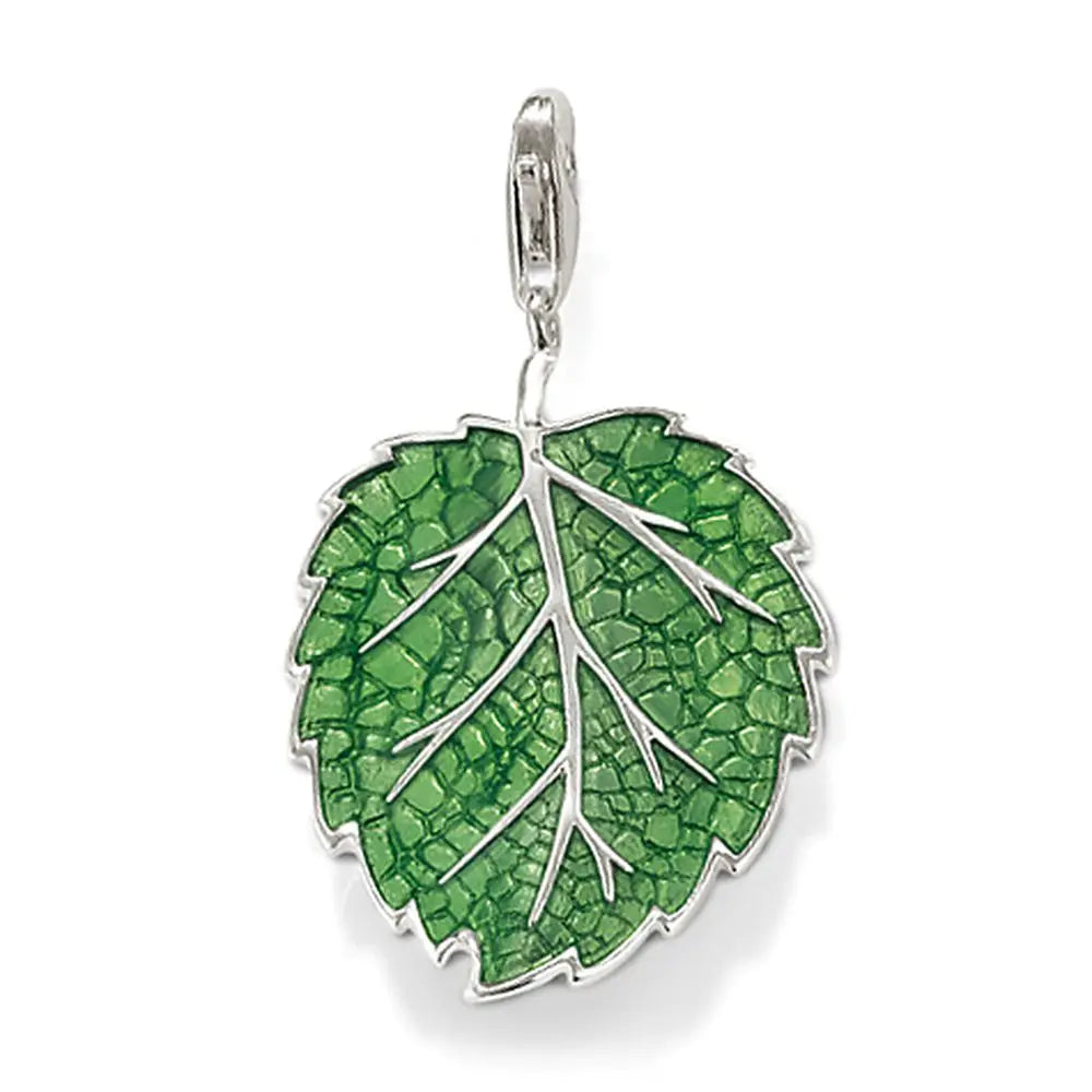 Heißer Verkauf Europa Mode Europäischen 925 Sterling Silber Reine und Frische Grüne Blatt Blütenblatt Anhänger Charme Für Frauen