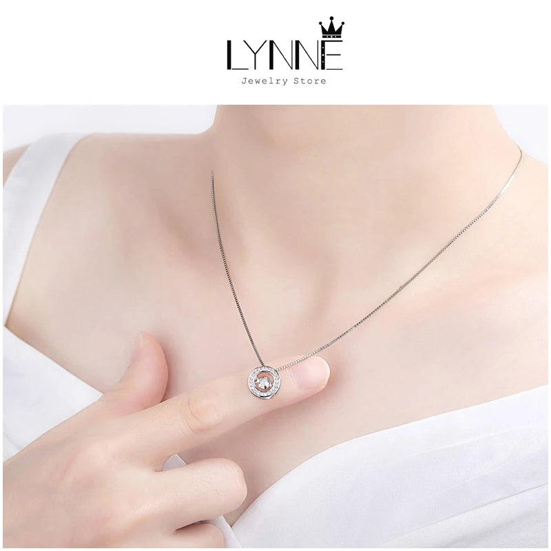 Neue Mode Runde Drehbare Tanz Zirkon Anhänger Halsketten Frauen 925 Sterling Silber Schmuck Strass CZ Halsband Kostenlose Lieferung