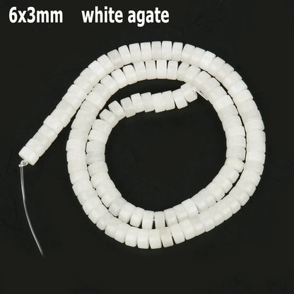 44 Arten weiße Chalcedon-Jade-Achat-Perle, Naturstein, Rondelle-Würfel, facettierte lose Perlen für Schmuckherstellung, Armbänder, Zubehör