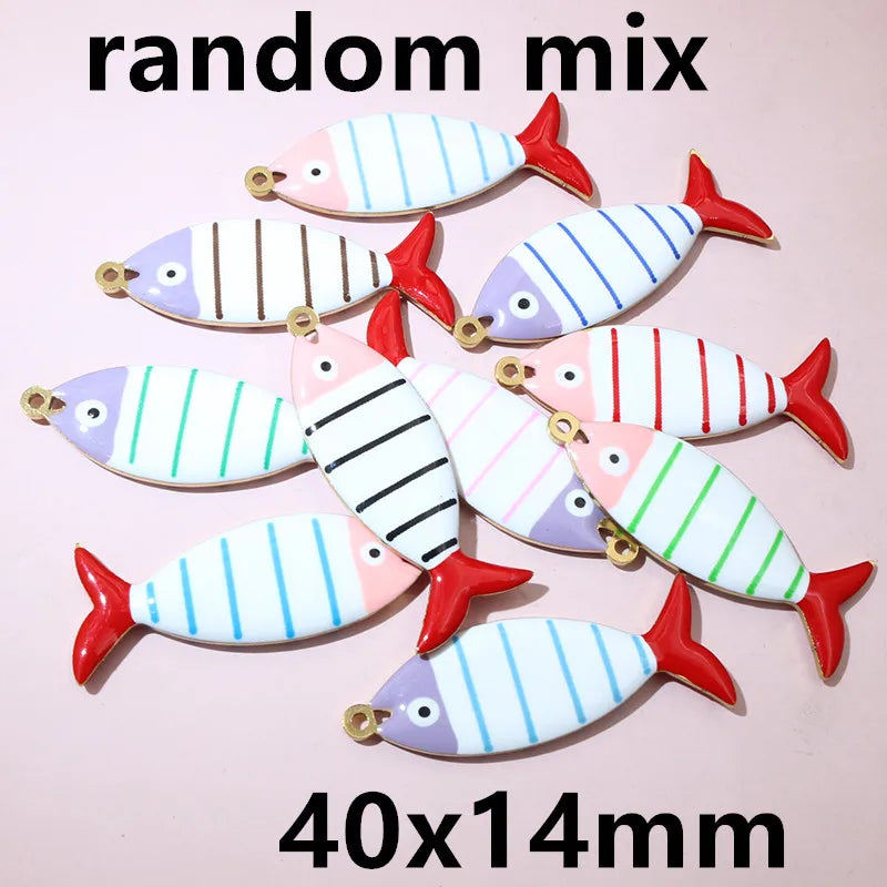 10 Stück Edelstahl Emaille Fisch Charms Anhänger 31x12mm DIY Schmuck Making Zubehör Erkenntnisse für Halsketten Ohrringe Armbänder