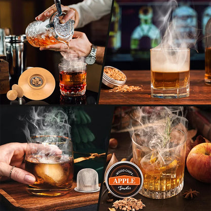Cocktail-Rauchset, Whisky, altmodischer Getränker mit Fackel, Bar-Zubehör, aromatisierte Getränke, Bourbon-Liebhaber, Holzspäne, Herren